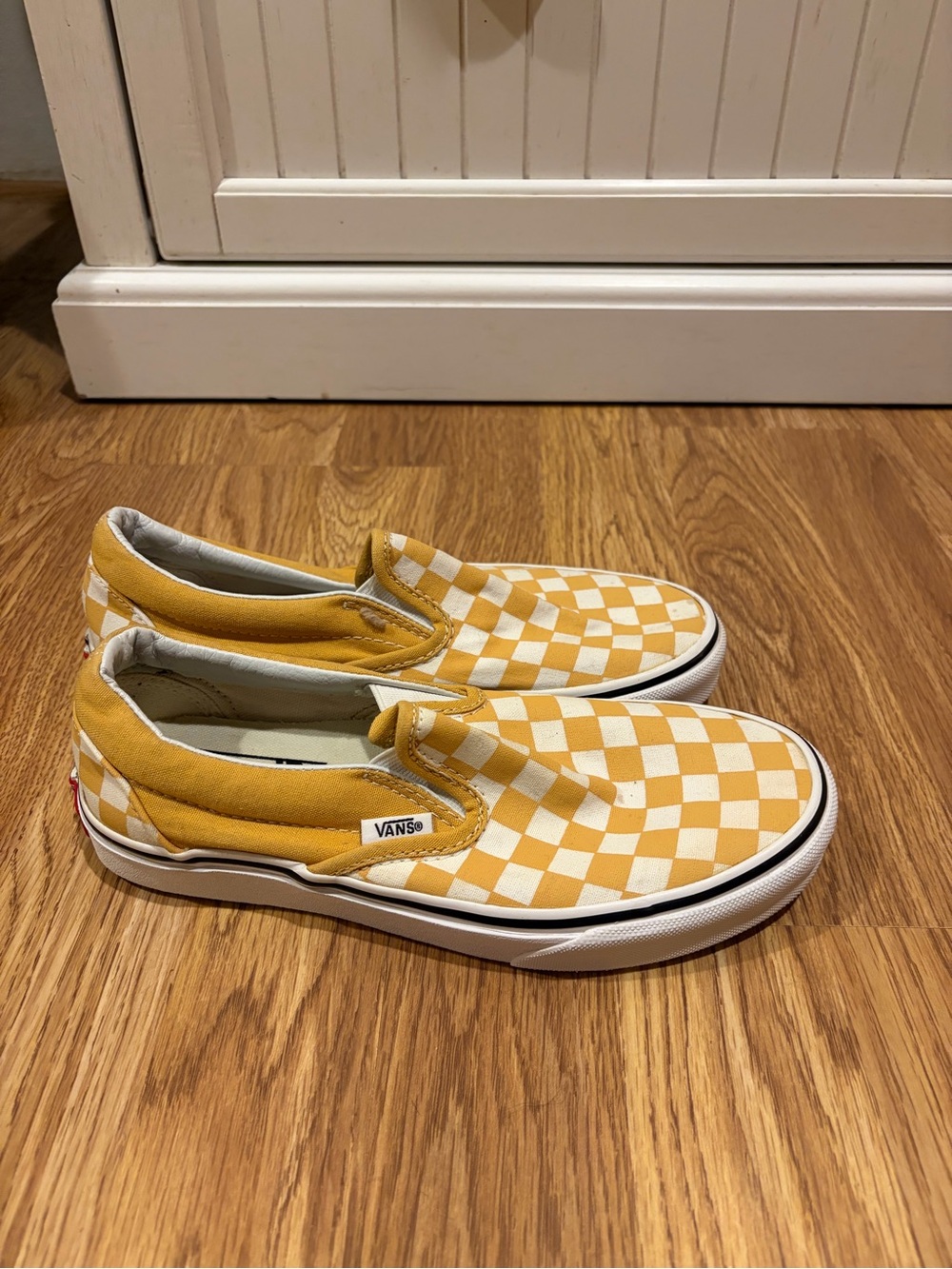 Vans Mustard Yellow Checkerboard Classic Slip-On Shoes - Picture 3 of 10